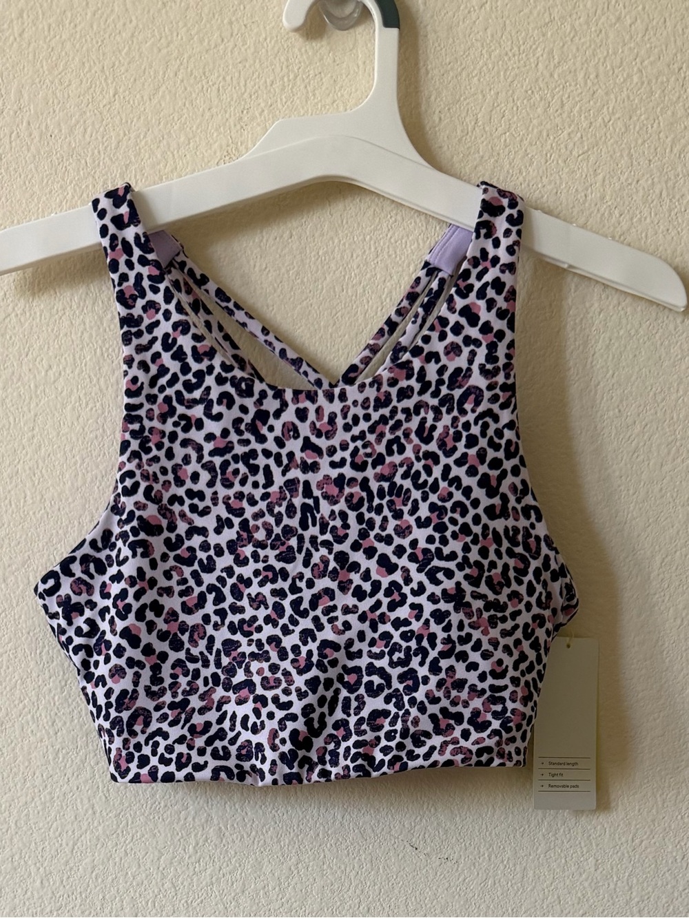 NWT All In Motion Purple Leopard Print Sports Bra girls size XL